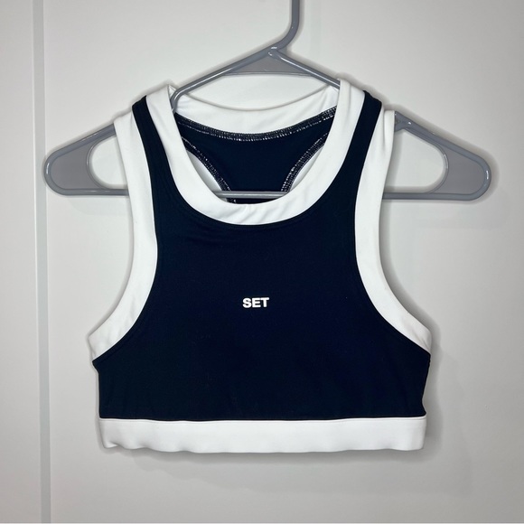 SET Active Black and White Sports Bra - Picture 1 of 3